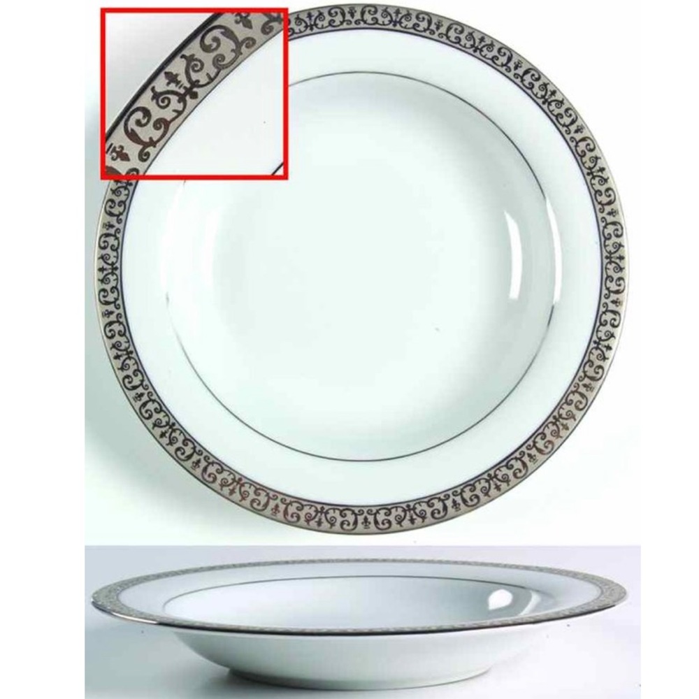 Large Rim Soup Bowl Platinum Buffet ROYAL GALLERY